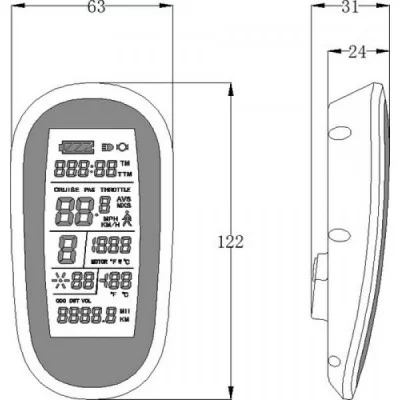 Дисплей LCD-6U+USB для контроллеров KUNTENG на 24v,36v,48v Elvabike.com